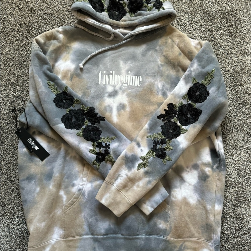 NEW Civil Regime Tie-Dye Hoodie with Floral